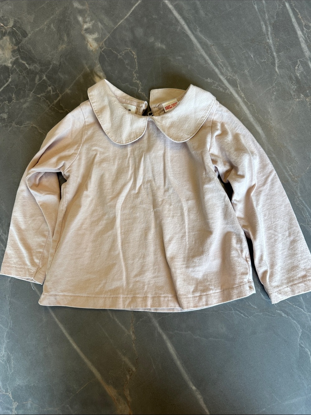 Zara Girls' Soft Lavender Long-Sleeve Top with Peter Pan Collar